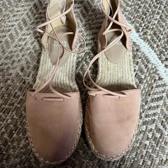 Eileen fisher leather lace up D’Orsay Lee Flat Sz 7.5 - Picture 2 of 6